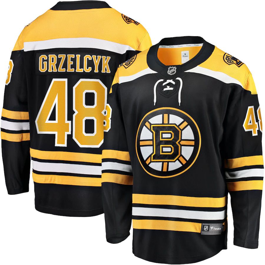 Men Boston Bruins #48 Matt Grzelcyk Fanatics Branded Black Team Home Breakaway Player NHL Jersey